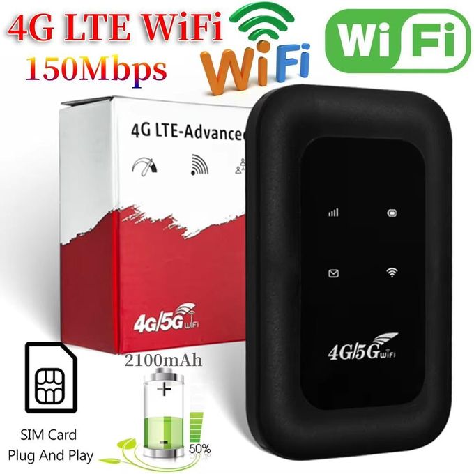 High-Speed 4G LTE Mobile WiFi Hotspot with SIM Card Slot - Wireless 4G LTE Modem Router for RV Travel, Vacations, Camping, and Remote Areas
