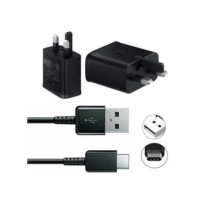 3-Pin Fast Charging Adapter with Type-C Cable - Black/White