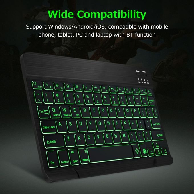 10-Inch Ultra-Thin Rechargeable Wireless Bluetooth Keyboard with Mixed Lighting in kumasi