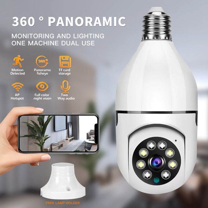 White 1080P E27 WiFi IP PTZ Security Camera with Auto Motion Tracking — product view 2