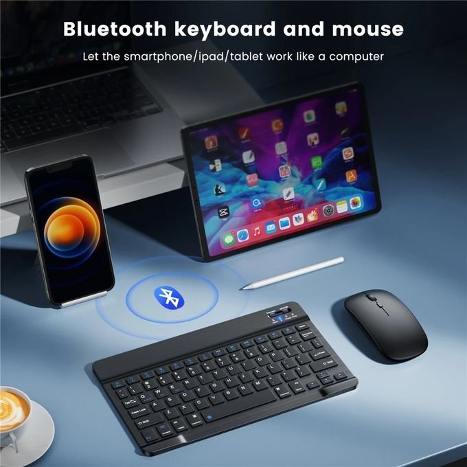 Rechargeable Bluetooth Slim Keyboard & Mouse Combo – Black in Kumasi
