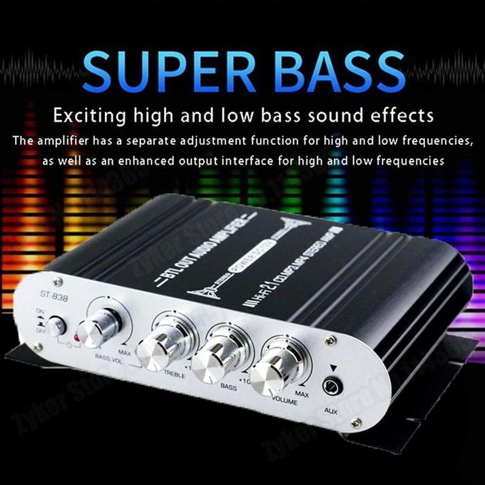 2.1CH Power Amplifier for Home, Car, and Meeting Theaters – 20W x 2 + 40W Sound Amplifier — product view 2