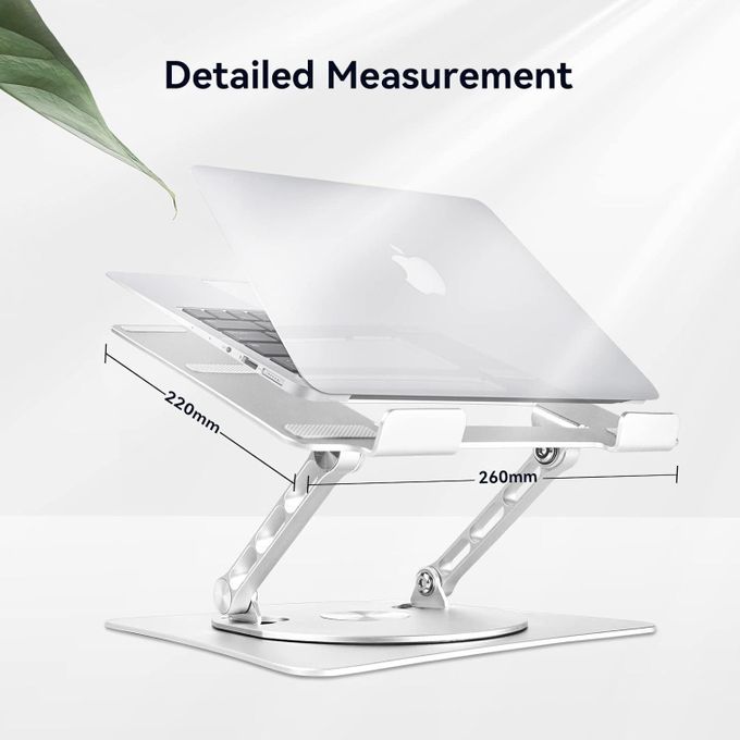 V3.1 Adjustable Laptop Stand with 360° Rotating Base – Foldable Aluminum Alloy Design in Silver