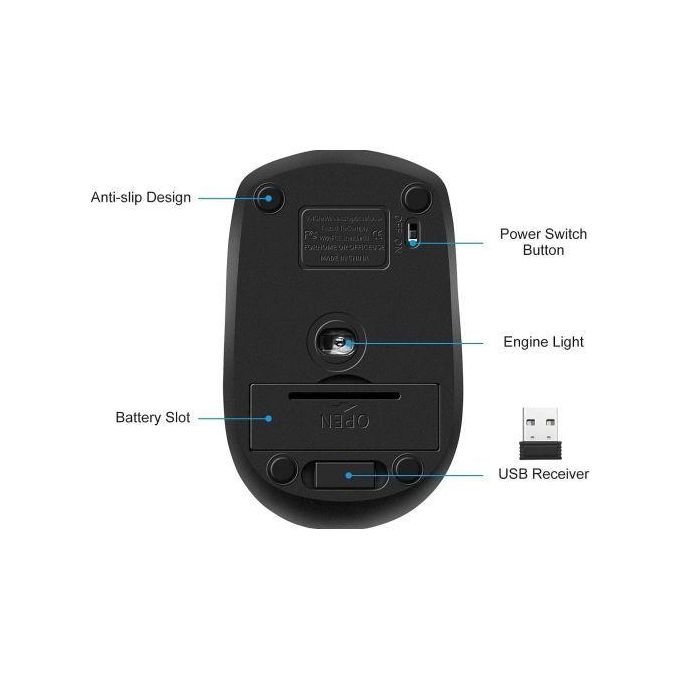 Black 2.4G Wireless Mouse for Laptops