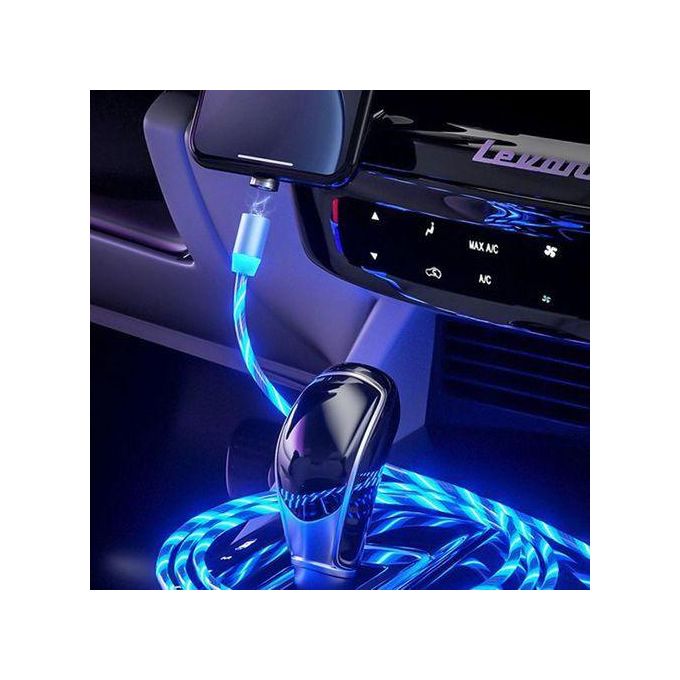 Blue Magnetic 3-in-1 Luminous Type-C Fast Charging Data Cable