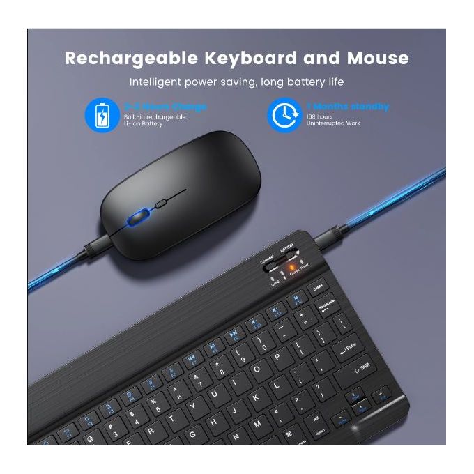 Black Rechargeable Bluetooth Slim Keyboard and Mouse Set