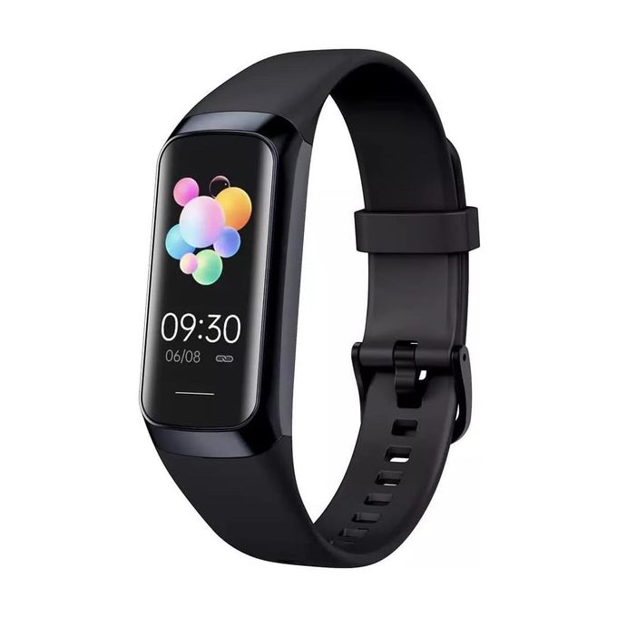 Black Fitness Tracker Smart Watch Band with Blood Pressure Monitoring and Notifications
