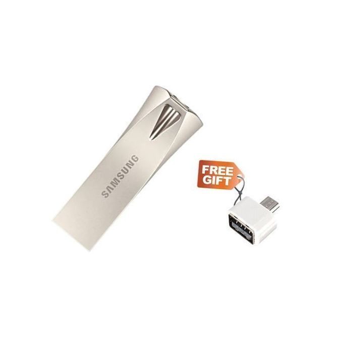 Samsung 64GB Silver Metallic USB Flash Drive with Free OTG Adapter