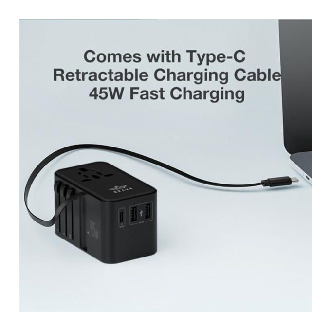 Brave Travel BTC-36 Black 20W GAN 3-Port AC Travel Adapter — product view 2