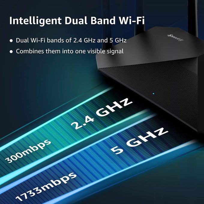 SPEEDEFY AC2100 Dual Band Smart WiFi Router – Black in kumasi