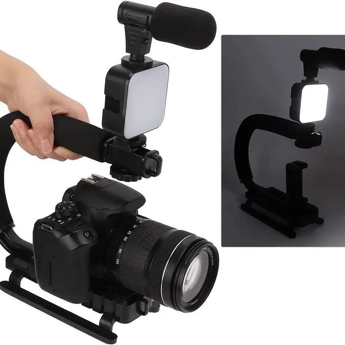 C-Shape Handle Mount Holder for DSLR / Camcorder DV - Black