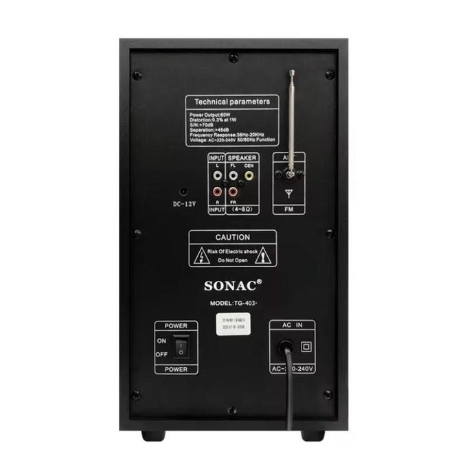 Black Bluetooth Home Theater System with USB and AC/DC Compatibility