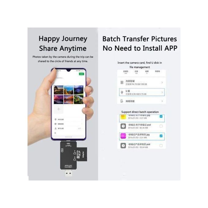 6-in-1 OTG Type-C SD Card Reader and Flash Drive