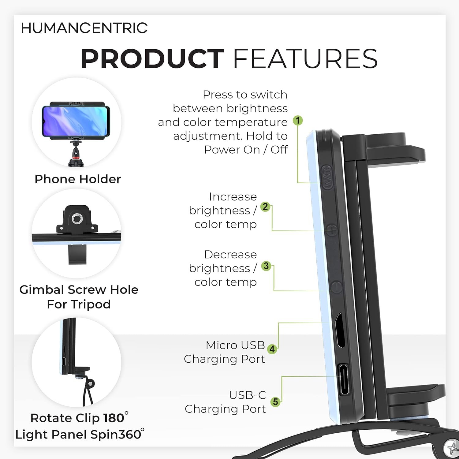 Buy HumanCentric Video Conference Lighting Kit, Camera Light for Zoom Meetings, Streaming Video Face Light, Easy Setup for Remote Work, Computer Monitor or Laptop Light for Video Conferencing in Kumasi