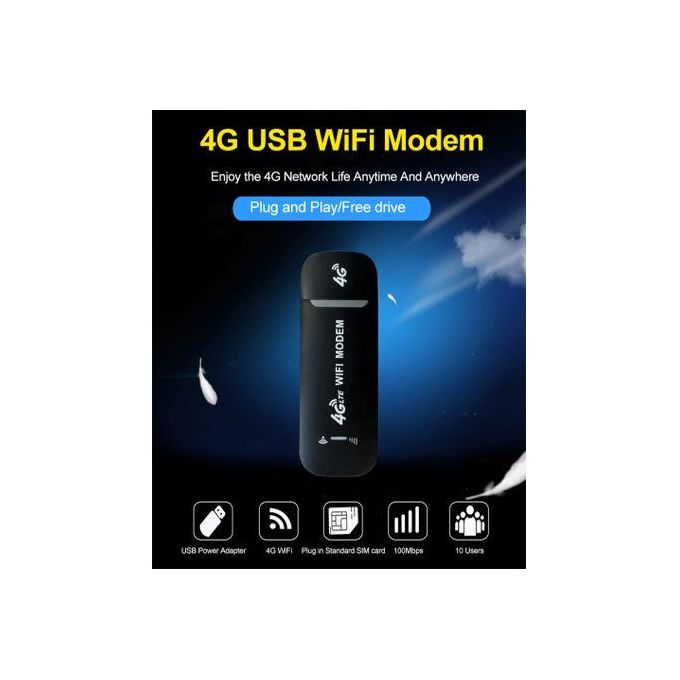 Compact Black LTE 4G Wireless USB WiFi Modem Mini Router with Hotspot Functionality