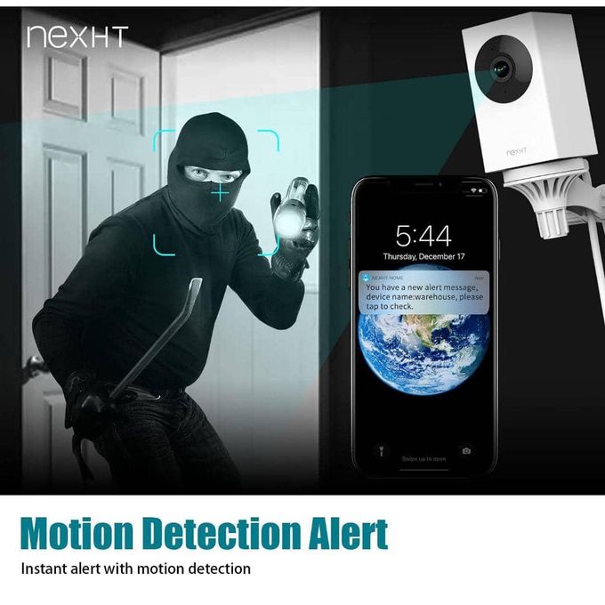 Nexht 2K Pan-Rotating 180° Outdoor/Indoor Wired WiFi Security Camera for Home – White