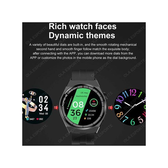 Men’s Fitness Smartwatch – Black, Compatible with Android and iOS — product view 2