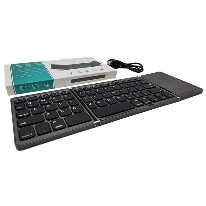Foldable Bluetooth Keyboard with Touchpad in Blue Flag Design