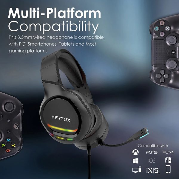 Vertux Wired Gaming Headset with Noise Isolation and Amplified Sound
