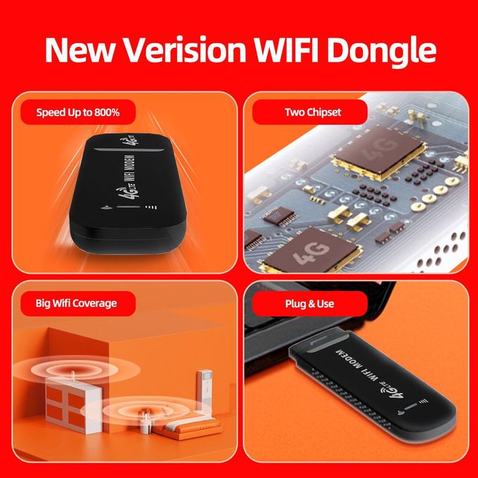 Compact Black LTE 4G Wireless USB WiFi Modem Mini Router with Hotspot Functionality