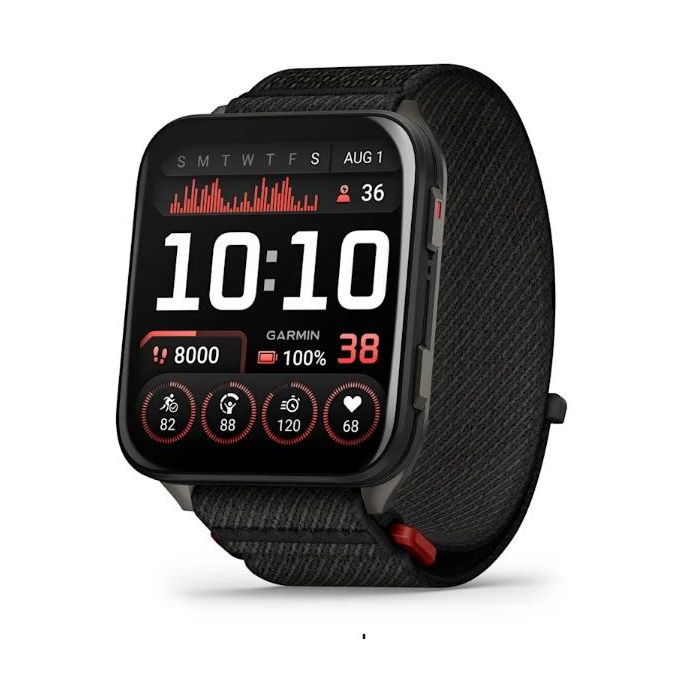 Garmin Venu X1 in Black with Slate Titanium Caseback and Black ComfortFit Nylon Strap
