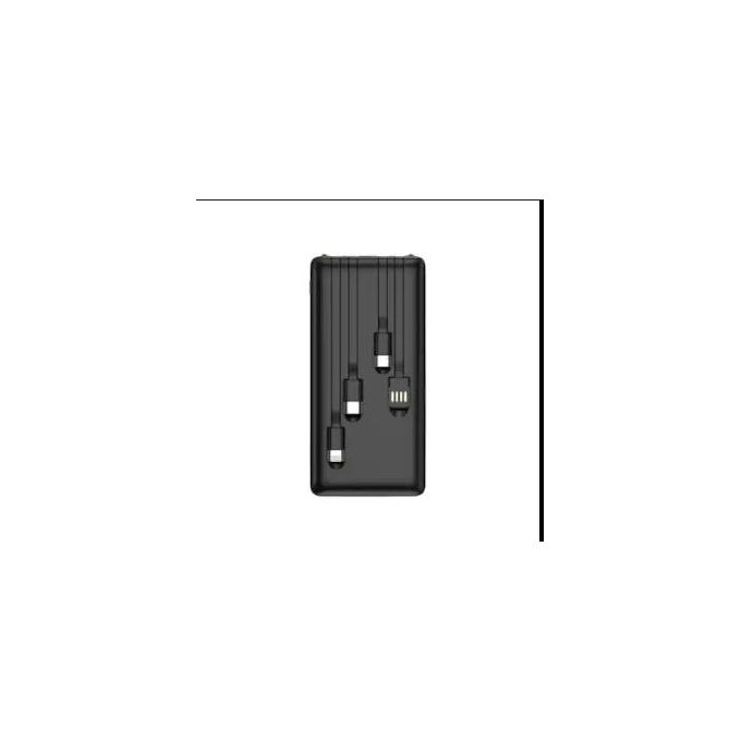 40000mAh Portable Power Bank with 4 Integrated Cables - Black