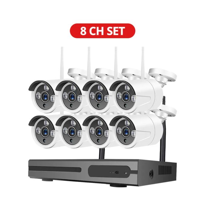 Wireless 8-Channel Home Security CCTV Camera System – White/Black