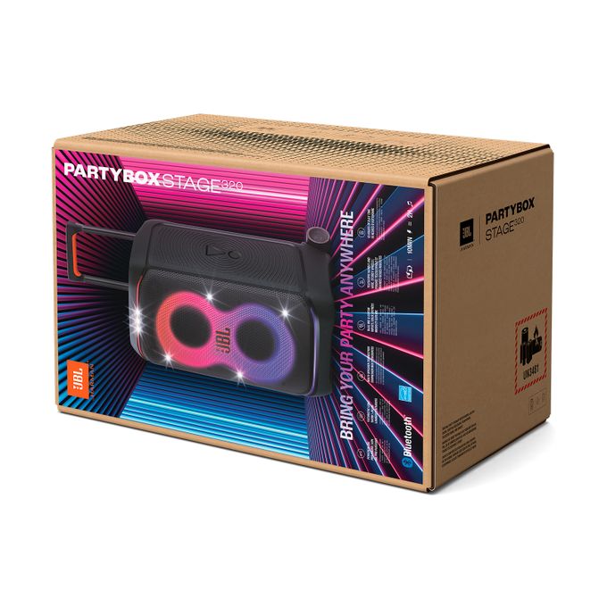 Black LED Outdoor Splash-Proof Portable Bluetooth Speaker – Party Box Stage 320