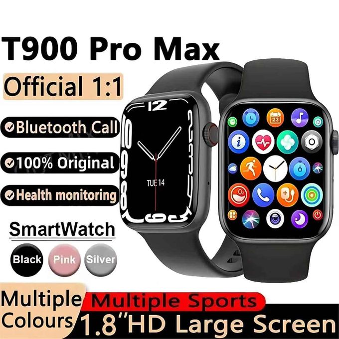 T900 Pro Max Smartwatch with 1.8-Inch HD Display, Bluetooth Calling, Health Tracking, and Multiple Sports Modes