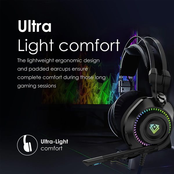 Vertux Black High-Definition Over-Ear Gaming Headset