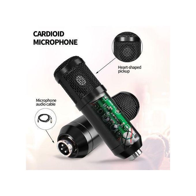 BM800 Condenser Microphone Kit with V8 Sound Card and Stand – Black — product view 3
