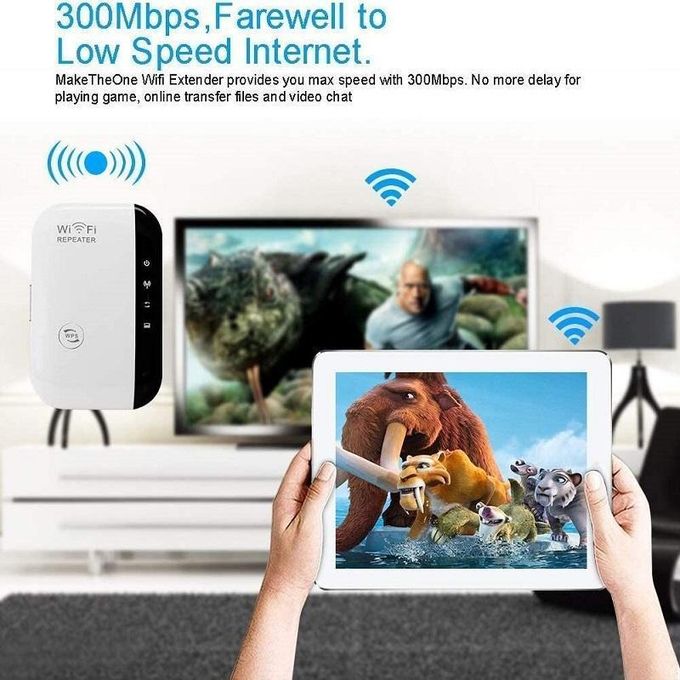 300Mbps 2.4G WiFi Range Extender with RJ45 Port and Remote Router Functionality — product view 2