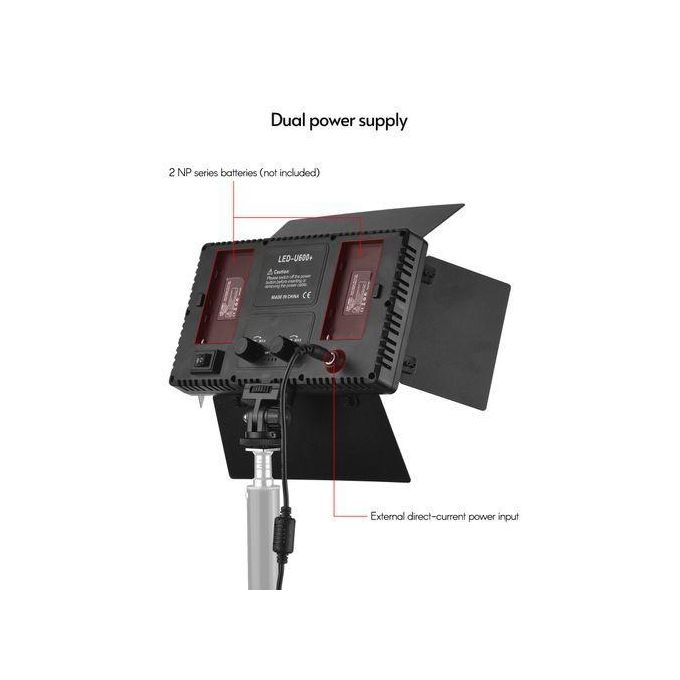 Black Professional LED Video Light with Tripod Stand