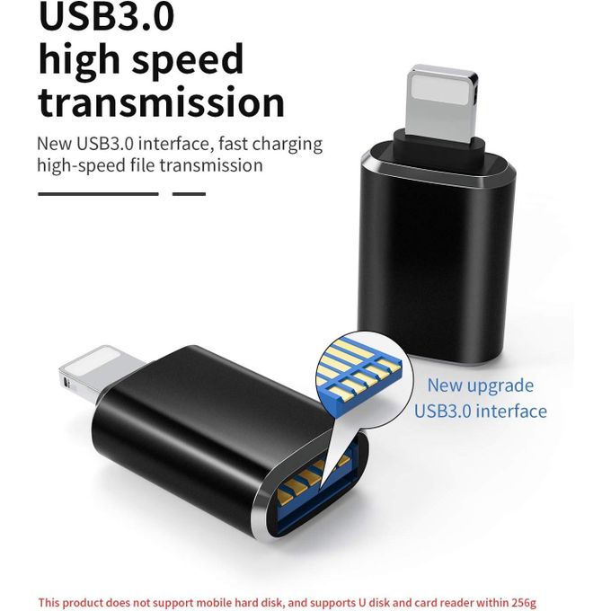 Black USB 3.0 OTG Adapter for iPhone