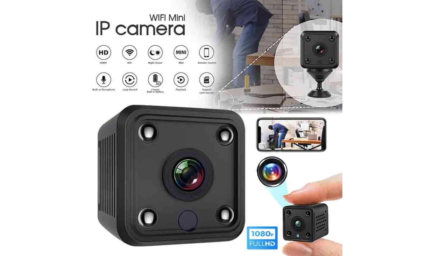 Compact HD Battery-Operated IP Hidden Camera 1080p