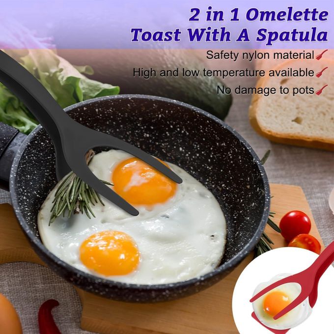 Dual-Function Flip Spatula Tongs for Kitchen Cooking (Available in Black and Red)