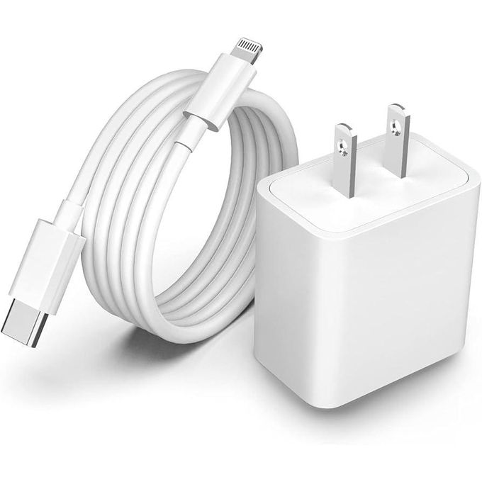 20W Fast Charging Adapter with Type-C Cable - White
