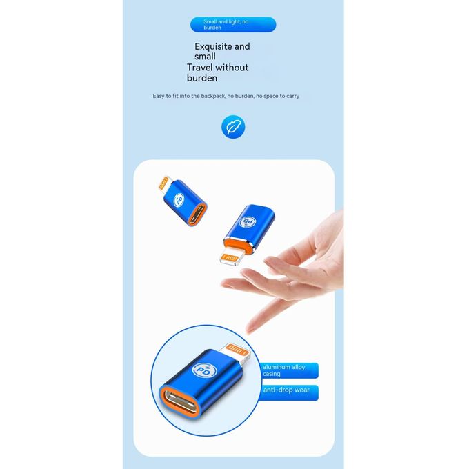 27W PD Fast Charging Adapter with Type-C and Apple Lightning Cable