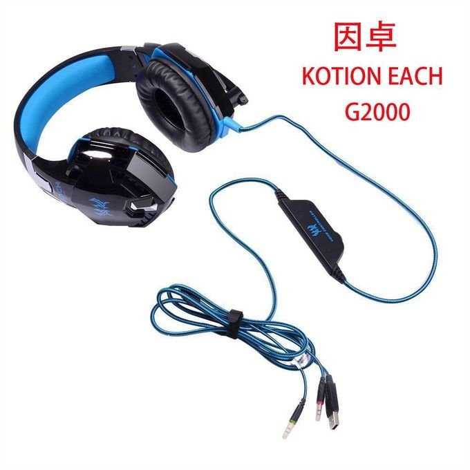 Buy Cross-border Indra G2000 Headphones Gaming Gaming PS4 Computer Subwoofer Luminous Wired Headphones Black Orange + Adapter Cable in Kumasi