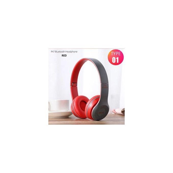 Durable P47 Bluetooth Headphone-red