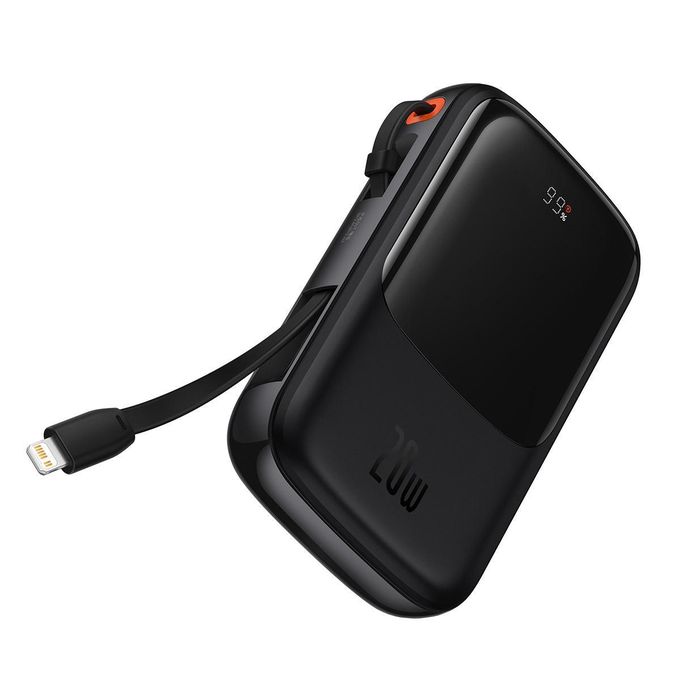 Baseus Qpow Pro 10000mAh Power Bank with Digital Display, 20W Fast Charging, iP Edition – Includes 0.3m Type-C 3A Charging Cable – Black — product view 3