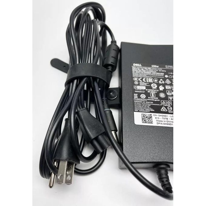 DELL 130W AC Power Adapter Charger – 19.5V, 6.7A, Model LA130PM121 – Black