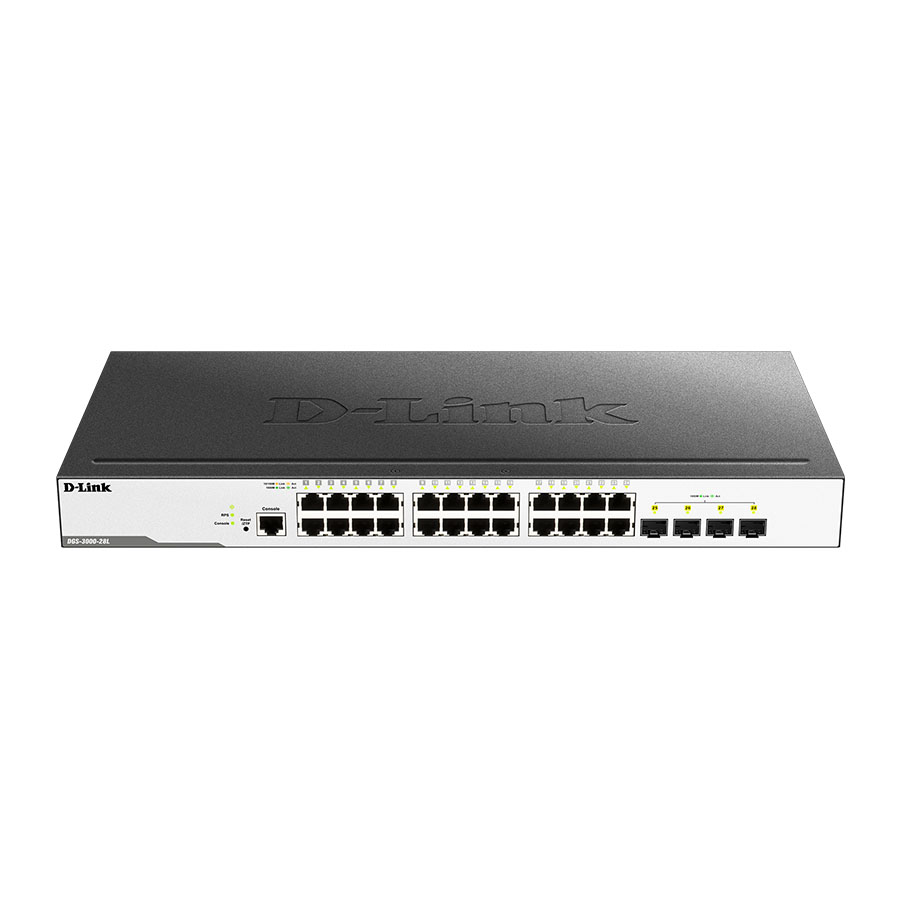 D-Link 24-Port Managed L2 Metro Ethernet Gigabit Switch with 10/100/1000 Mbps Ports and 4 SFP Ports