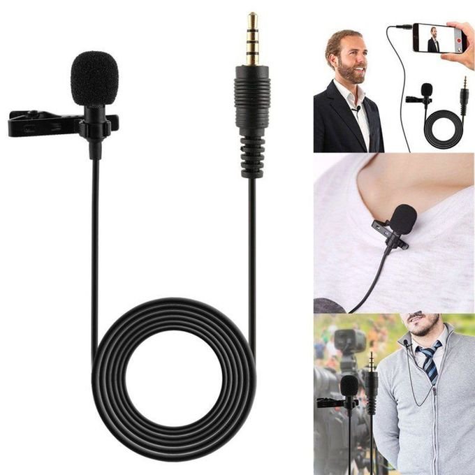 Black Clip-on Lapel Microphone with 3.5mm Connector