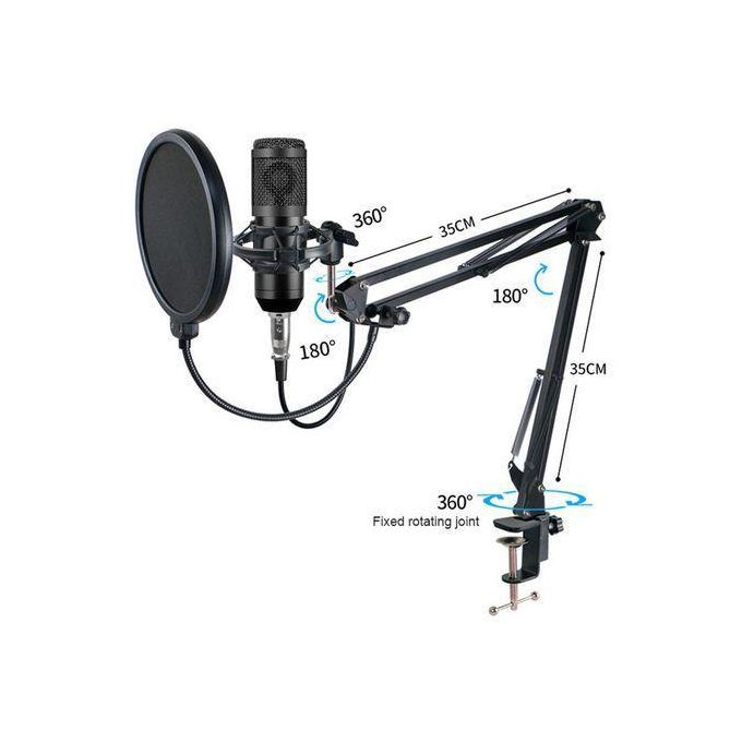 BM800 Condenser Microphone Kit with V8 Sound Card and Stand – Black — product view 4