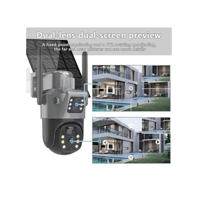 Ubox Black Dual Lens Solar Camera with Rechargeable 4G SIM Card