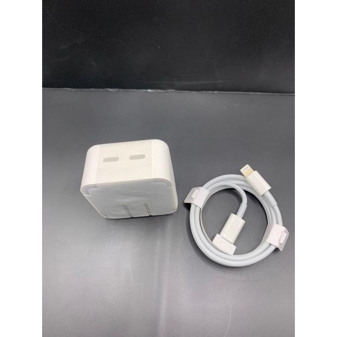 35W Fast Charger Head with Dual Charging Ports and Type C Cable for iPhones - White