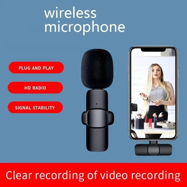 Buy Portable Wireless Lavalier Microphone Mini Audio Video Recording Mic Live Broadcast Gaming Phone Mic for iPhone Android in Kumasi