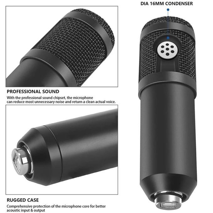 BM800 Microphone Kit with V8S Sound Card and Black Tripod — product view 2