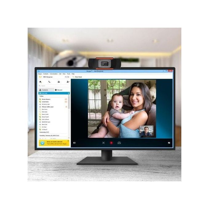 White 1080P Full HD USB Webcam with Built-in Microphone — product view 4